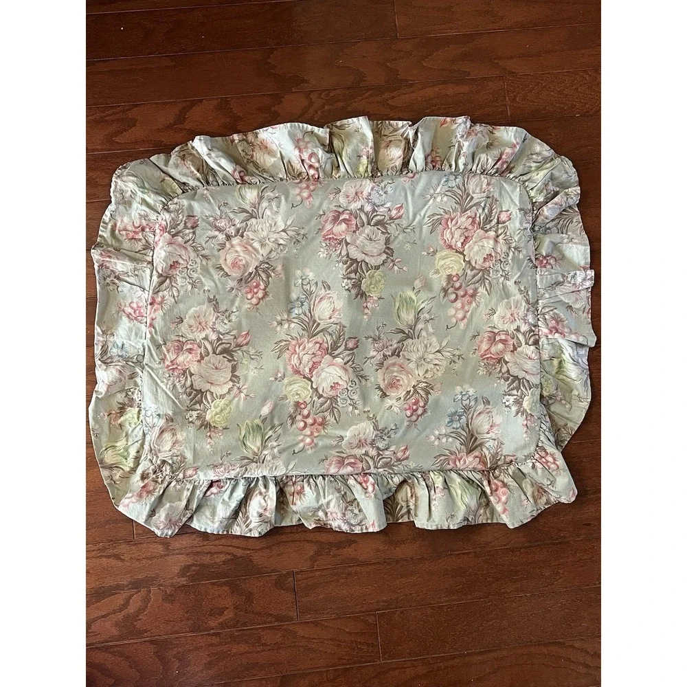 Vintage RALPH‎ LAUREN Charlotte TWIN Comforter & Pillow Sham Floral Chic Green
